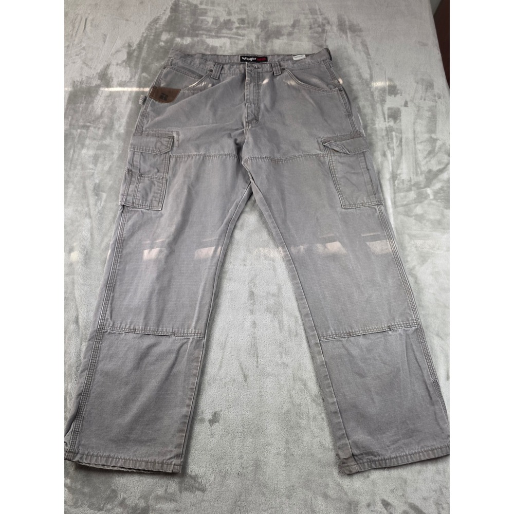 Wrangler Riggs Workwear Cargo Pants Mens 38x32 Gray Ripstop Cotton